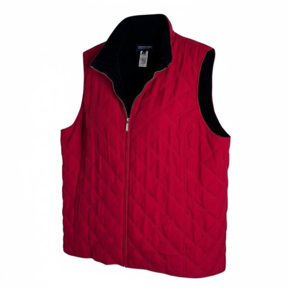 EUC Jones New York Signature Woman Quilted Vest Plus sz 3X Red Puffer Front Zip - Picture 1 of 13